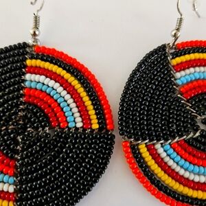 Large round beaded African earrings